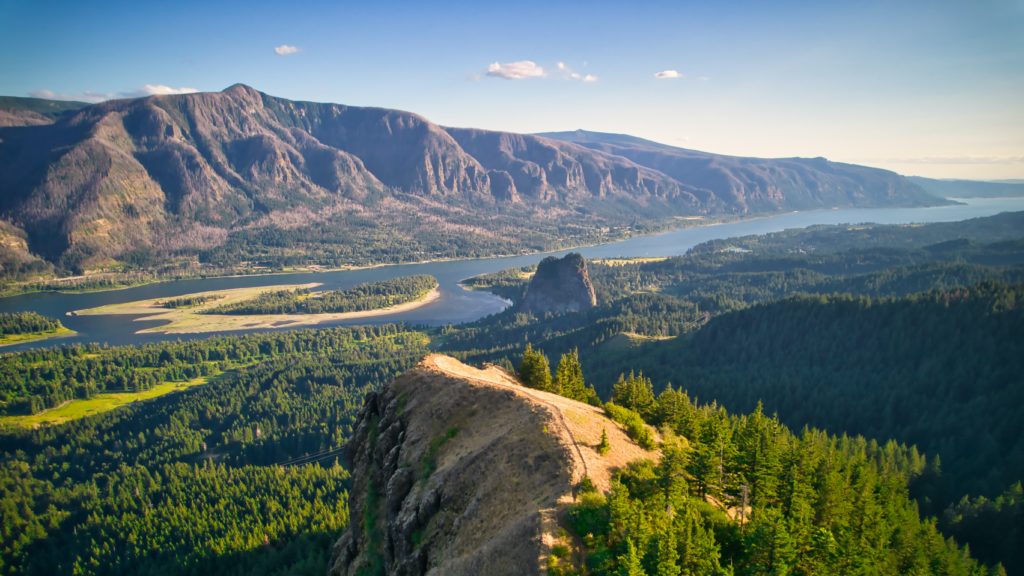 View of Columbia River Gorge on a clear day