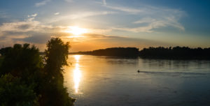 Sunset on the Missouri River, which can be seen when visiting Lexington Missouri