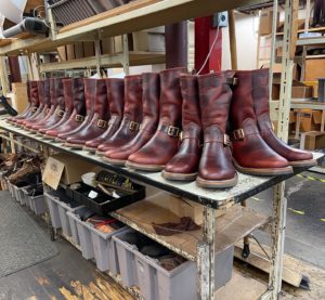 Collection of Wesco Boots ready for shipment